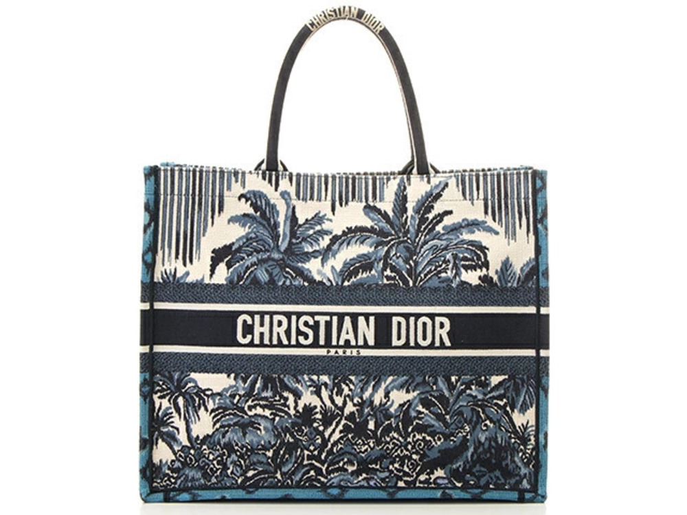 Christian Dior Book Tote Bag Blue Navy Blue Canvas